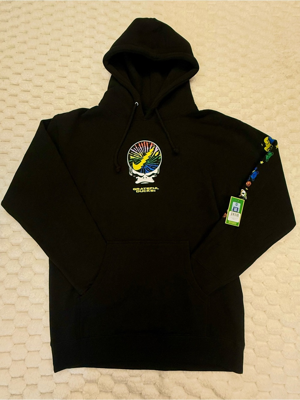 Sz Medium Men- Nike Oregon Ducks Grateful Ducks Rainbow Spiral Black Hoodie RARE